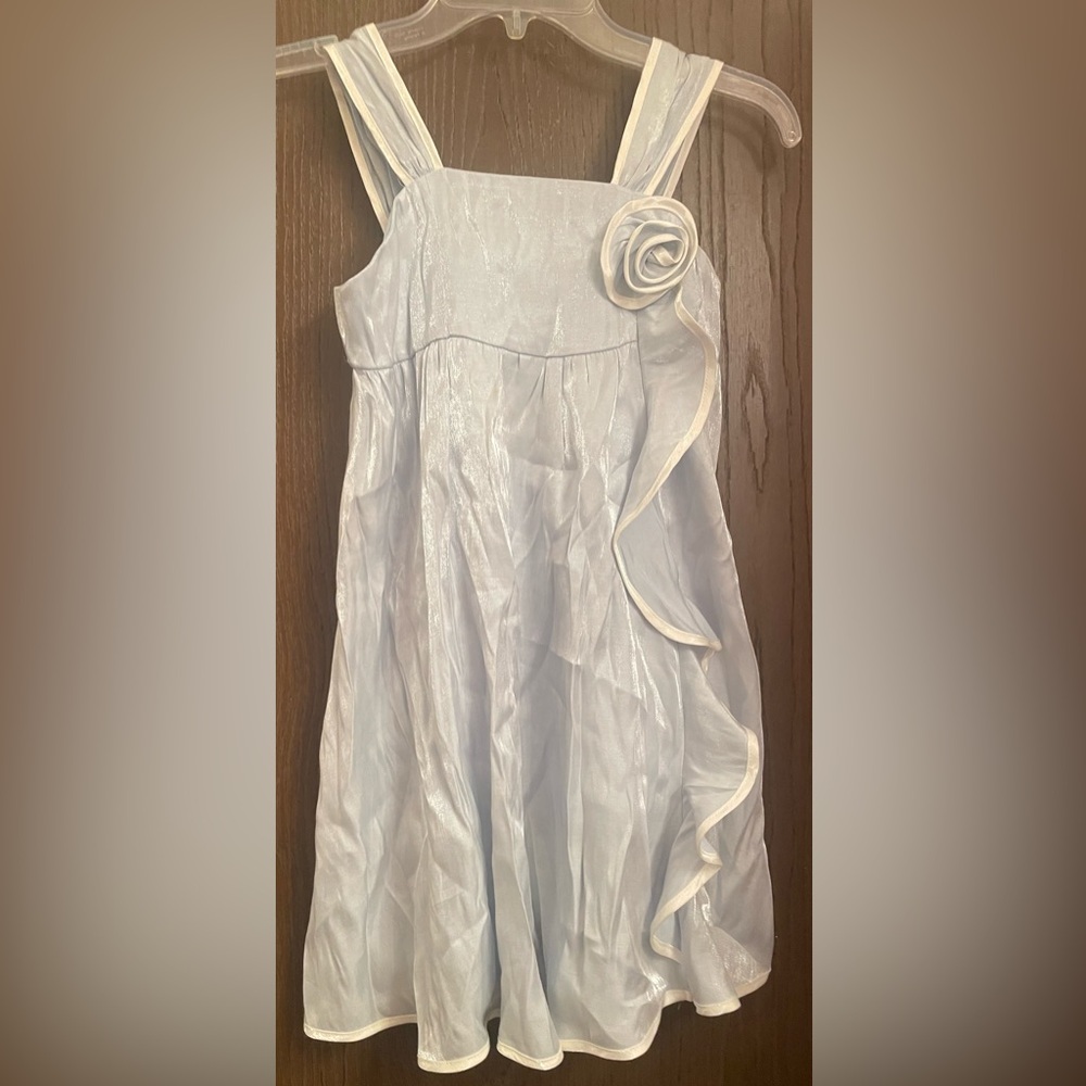 Secret Charm Special Occasion Sleeveless Dress Shiny Light Blue Girls Size 7